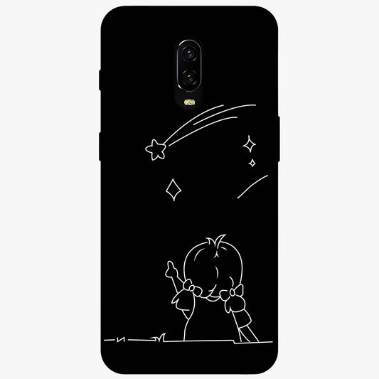 Line Art Girl With Shooting Stars Glass Case showing flat back view with minimal line art girl and shooting stars illustration and glossy glass finish.