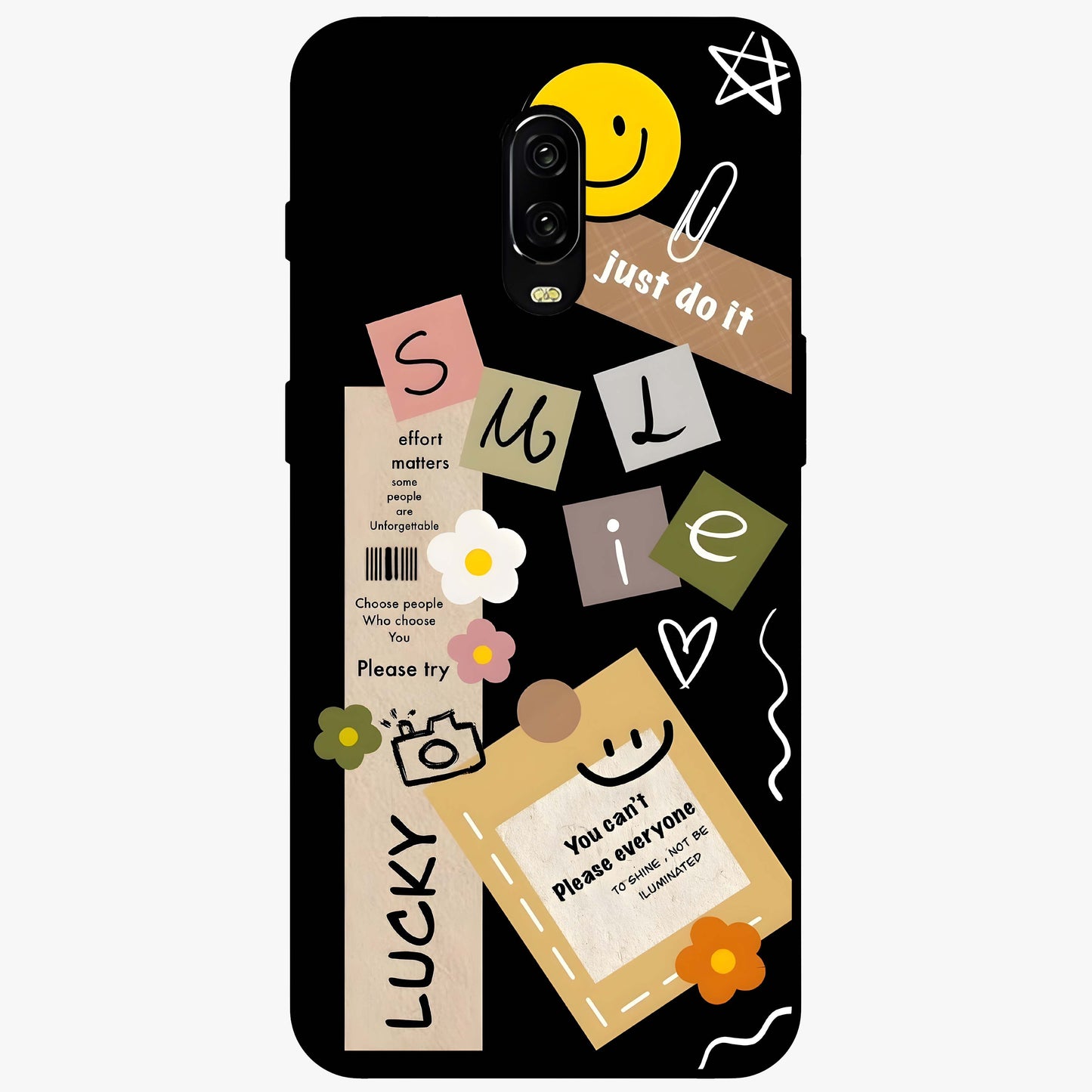 Lucky Aesthetic Collage Glass Case showing flat back view with trendy aesthetic collage artwork and glossy glass finish.