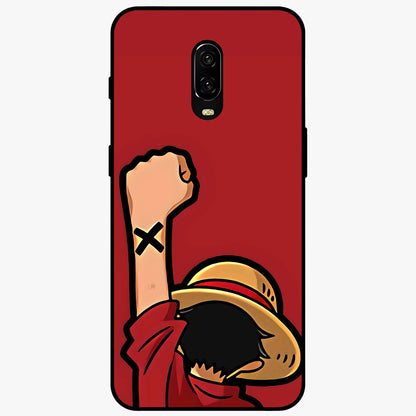 Luffy X Spirit Glass Case showing flat back view with bold anime character artwork and glossy glass finish.