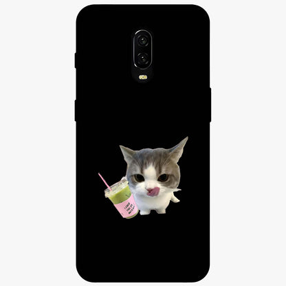Matcha Cat Style Glass Case showing flat back view with cute matcha themed cat artwork and glossy glass finish.