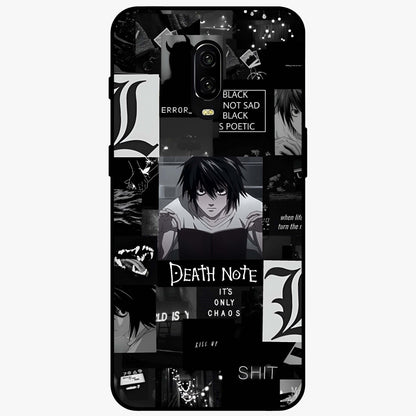 Midnight Chaos Mind Glass Case showing flat back view with abstract dark themed artwork and glossy glass finish.