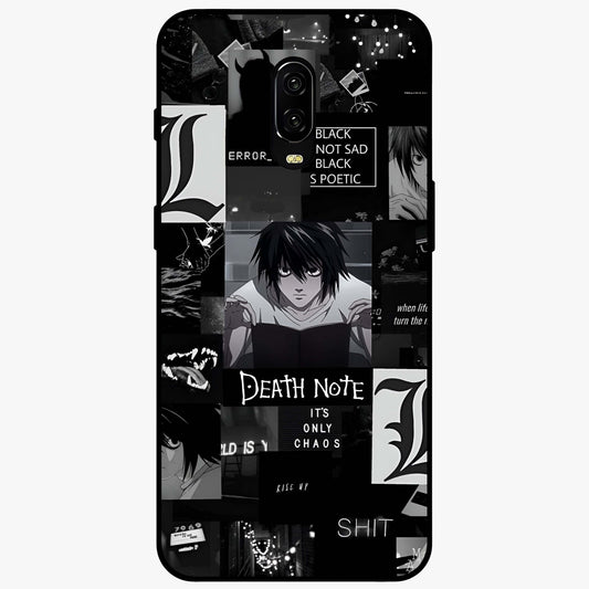 Midnight Chaos Mind Glass Case showing flat back view with abstract dark themed artwork and glossy glass finish.
