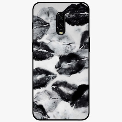 Midnight Kiss Marks Glass Case showing flat back view with lipstick kiss mark artwork and glossy glass finish.