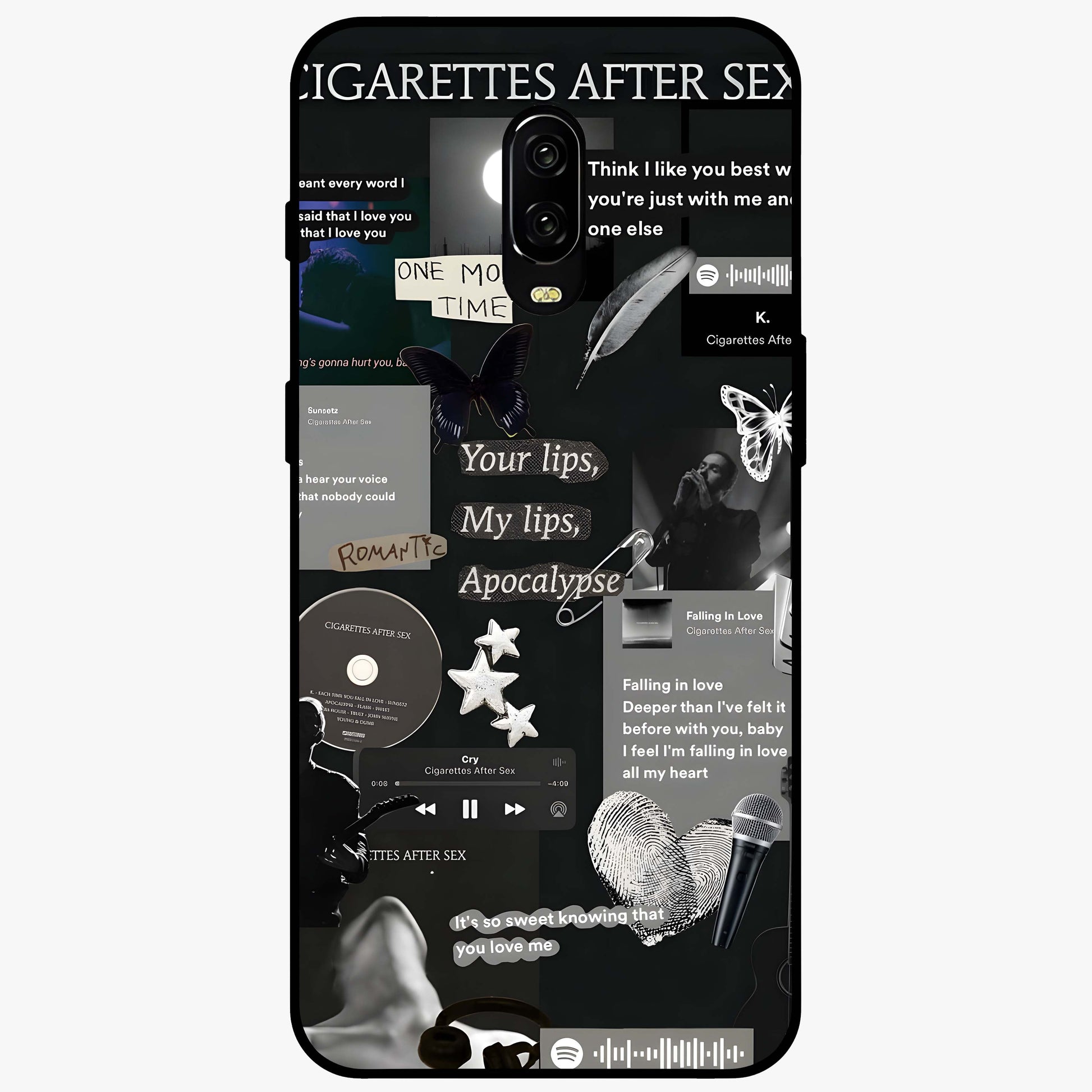 Midnight Love Echo Glass Case showing flat back view with romantic midnight themed artwork and glossy glass finish.