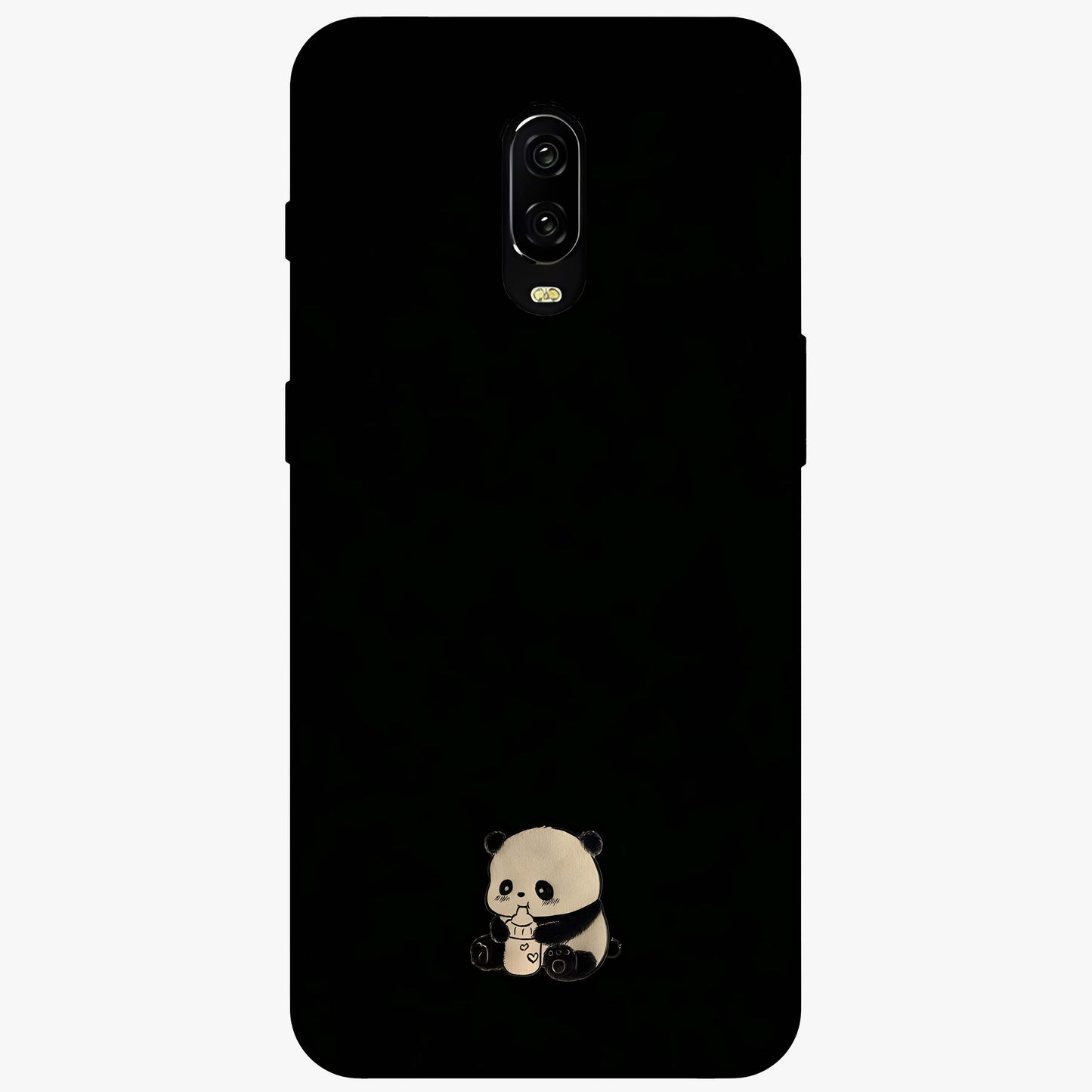 Midnight Panda Love Glass Case showing flat back view with cute panda themed artwork and glossy glass finish.
