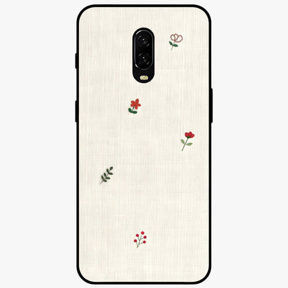 Minimalistic Blue With White Flower Pattern Glass Case showing flat back view with blue background and white flower pattern and glossy glass finish.