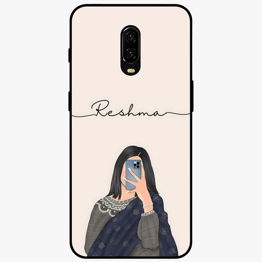 Mirror Mood Muse With Custom Name Glass Case showing flat back view with stylish mirrored artwork and personalized name design.
