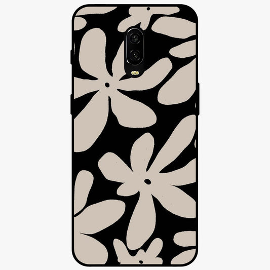 Monochrome Petal Dance Glass Case showing flat back view with monochrome floral artwork and glossy glass finish.