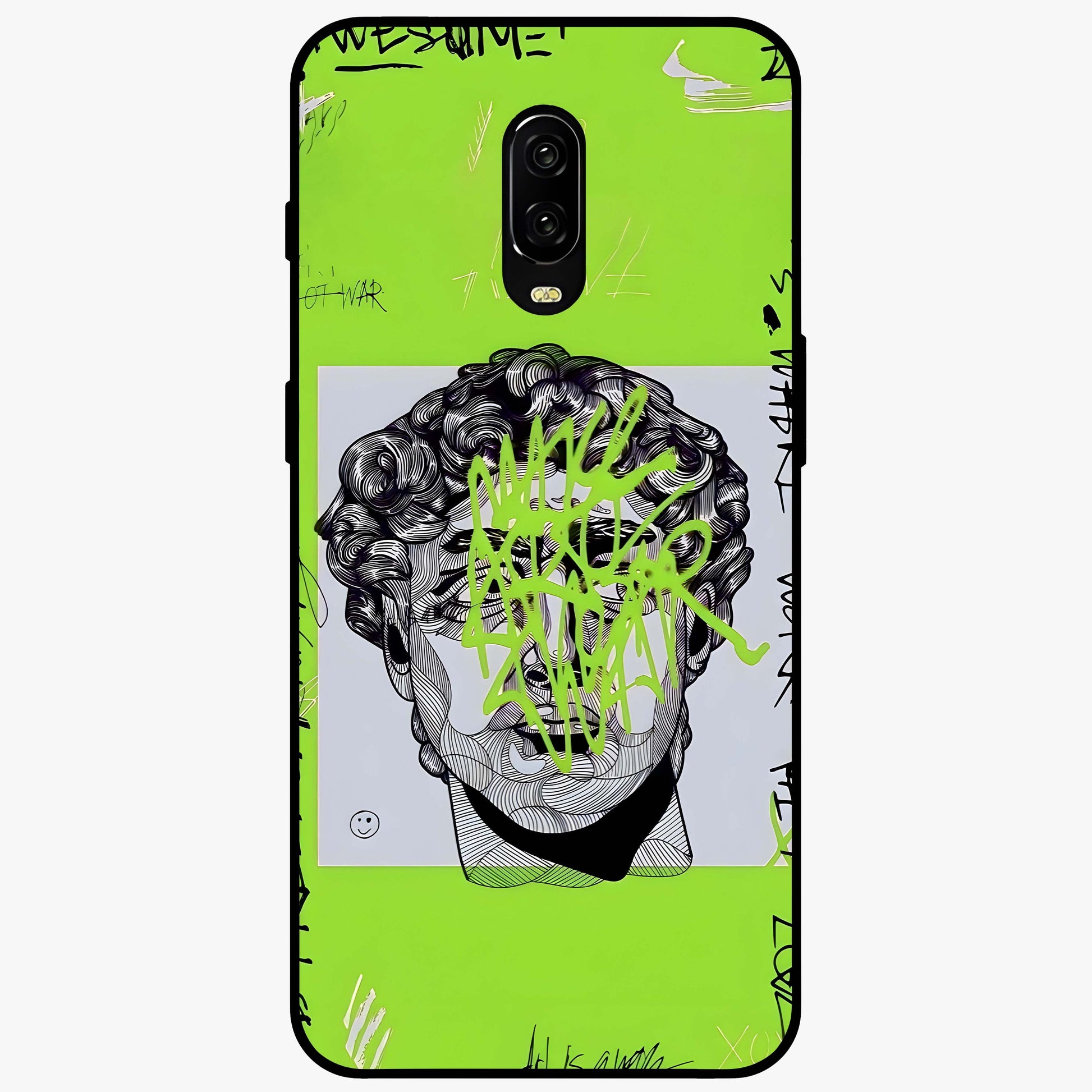 Neo Graffiti Rebellion Glass Case showing flat back view with vibrant graffiti artwork and glossy glass finish.
