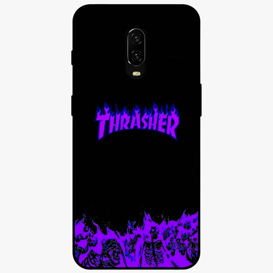 Neon Flame Riot Glass Case showing flat back view with neon flame artwork and glossy glass finish.