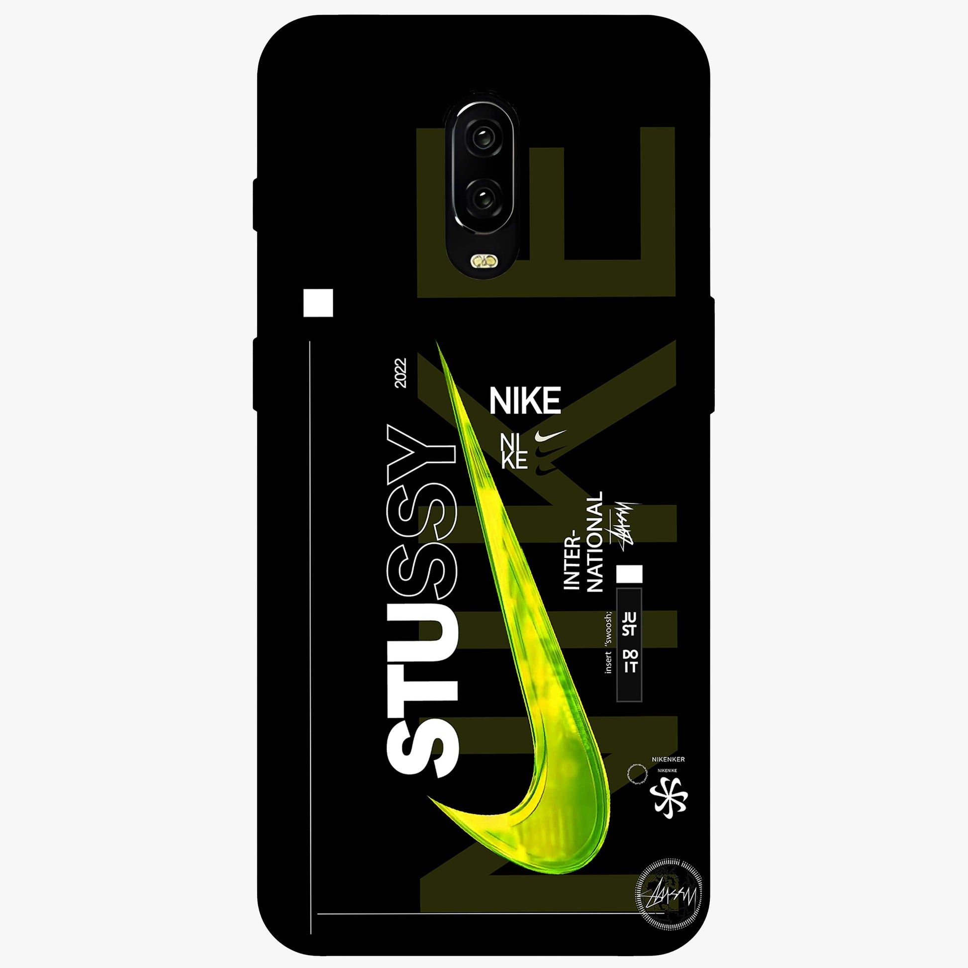 Neon Street Edition Glass Case showing flat back view with neon street style artwork and glossy glass finish.