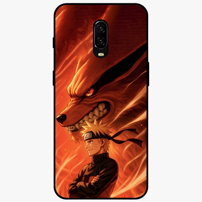 Nine Tails Legacy Glass Case showing flat back view with powerful nine-tailed fox inspired artwork and glossy glass finish.