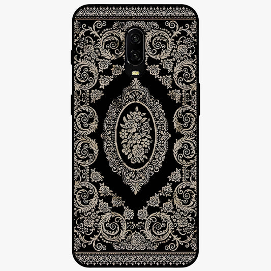 Noir Bloom Elegance Glass Case showing flat back view with elegant dark floral artwork and glossy glass finish.