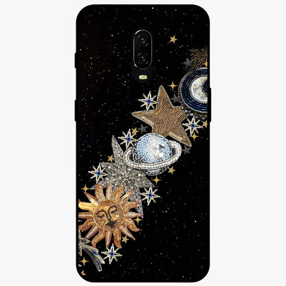 Pearls Universe Object Glass Case showing flat back view with pearl inspired cosmic artwork and glossy glass finish.