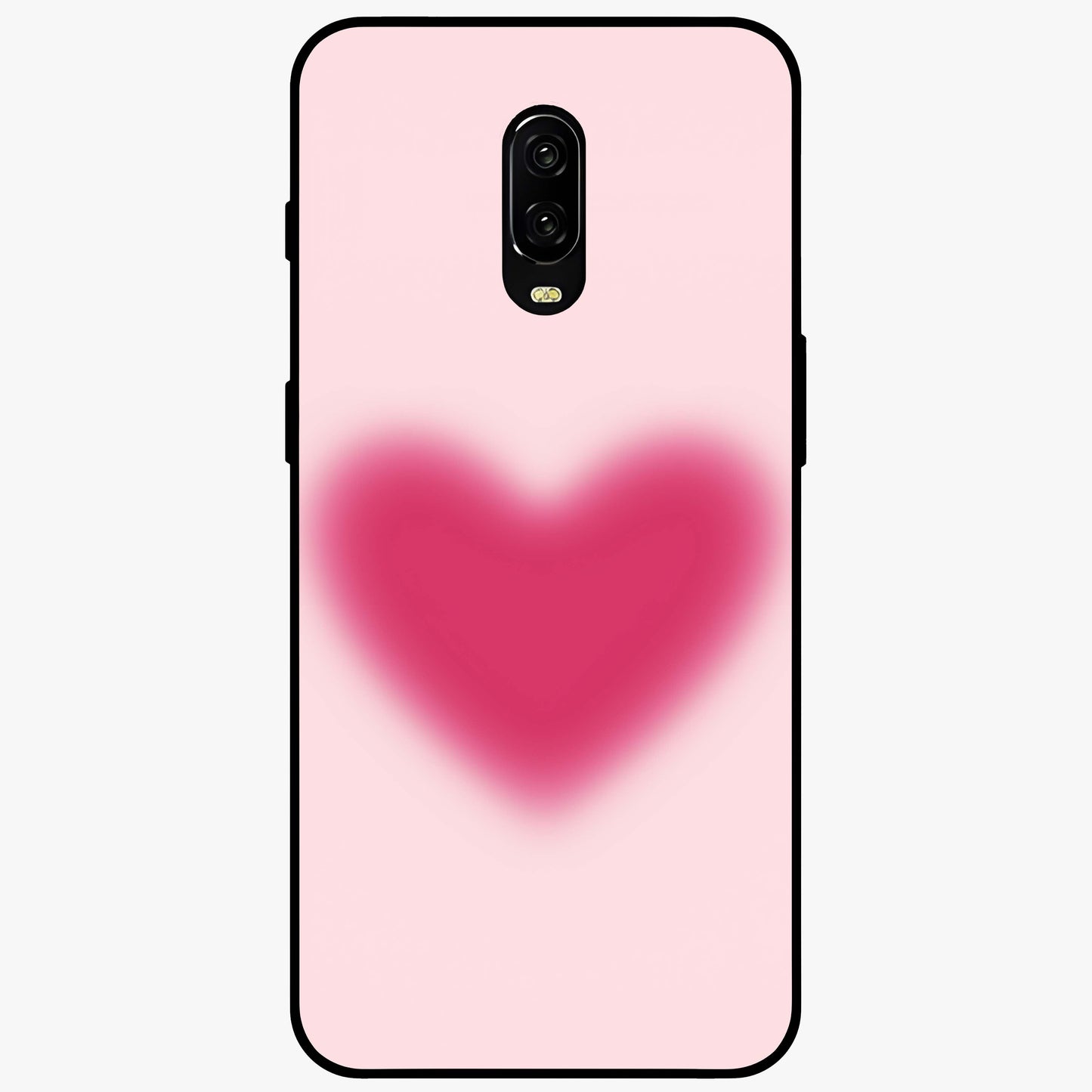 Pink Aura Heart Glass Case showing flat back view with glowing heart artwork and glossy glass finish.