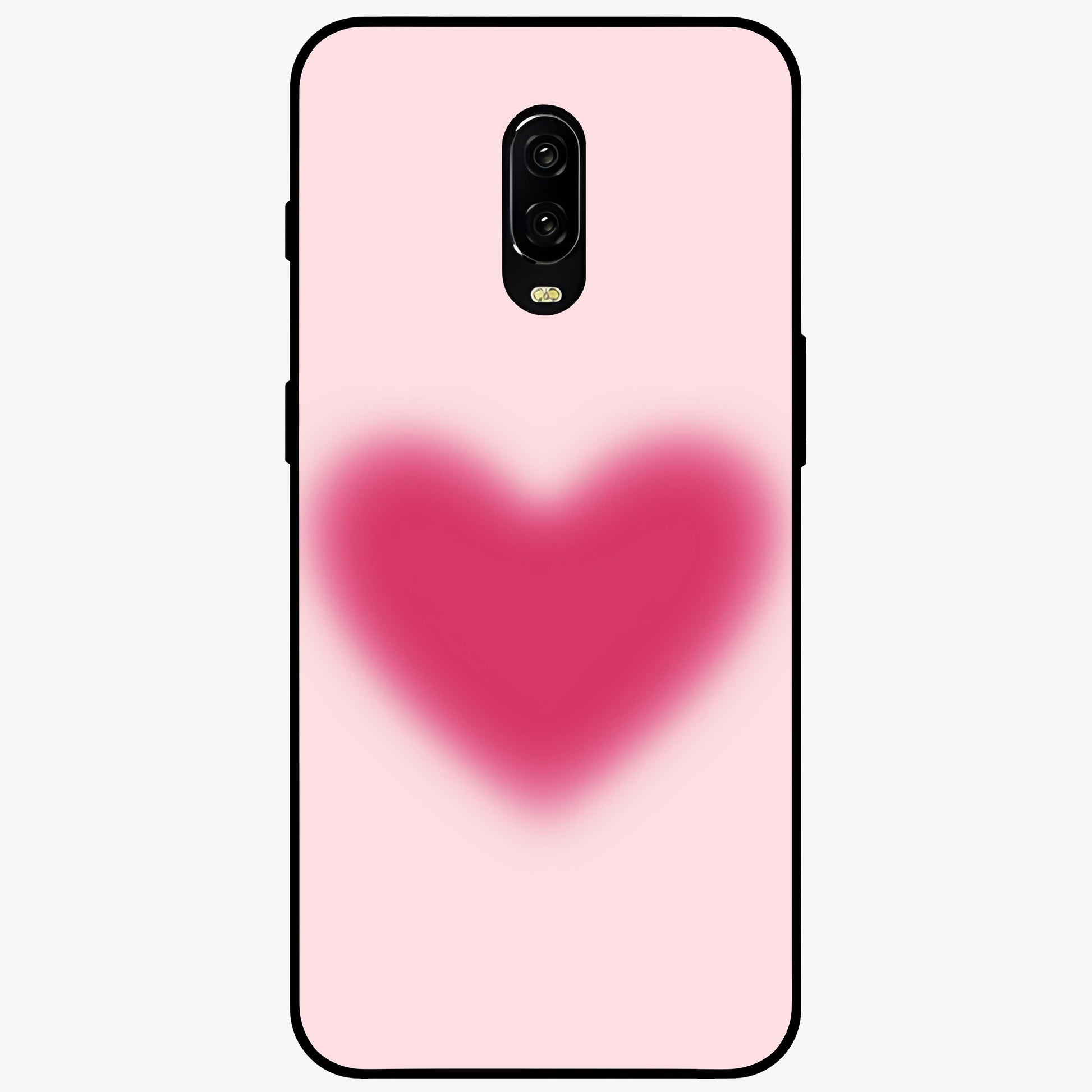 Pink Aura Heart Glass Case showing flat back view with glowing heart artwork and glossy glass finish.