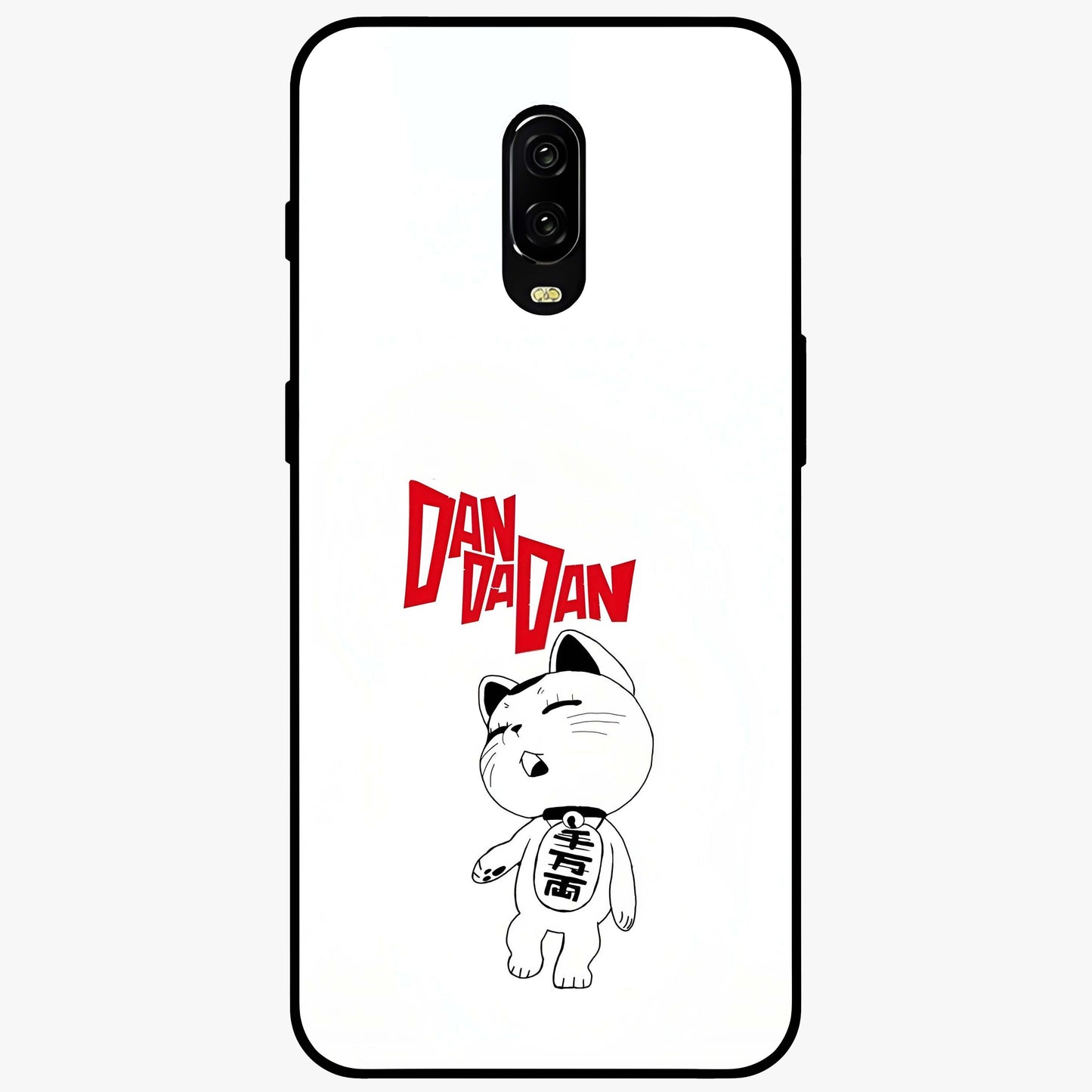 Playful Spirit Charm Glass Case showing flat back view with cheerful charm themed artwork and glossy glass finish.