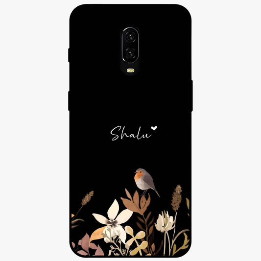 Quiet Garden Tune Custom Name Glass Case showing flat back view with peaceful garden artwork and personalized name design.