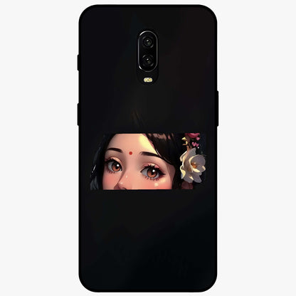 Radha Divine Embrace Glass Case showing flat back view with devotional Radha artwork and glossy glass finish.