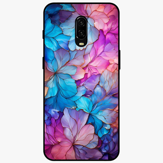 Radiant Floral Whirl Glass Case showing flat back view with swirling floral artwork and glossy glass finish.