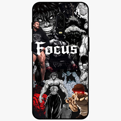 Relentless Power Focus Glass Case showing flat back view with motivational typography artwork and glossy glass finish.