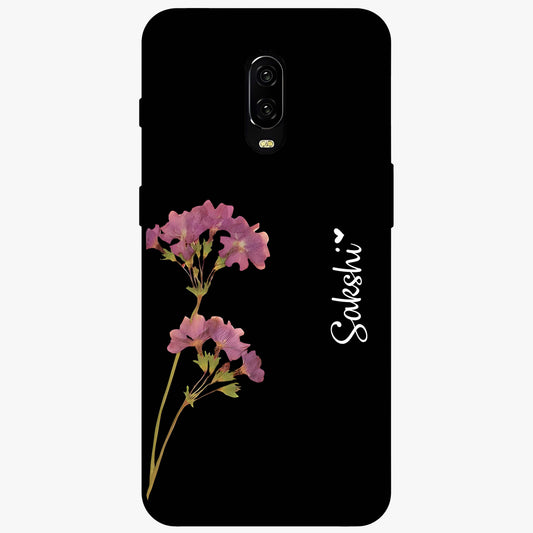 Riching Lavender Flower Custom Name Glass Case showing flat back view with lavender floral artwork and personalized name design.