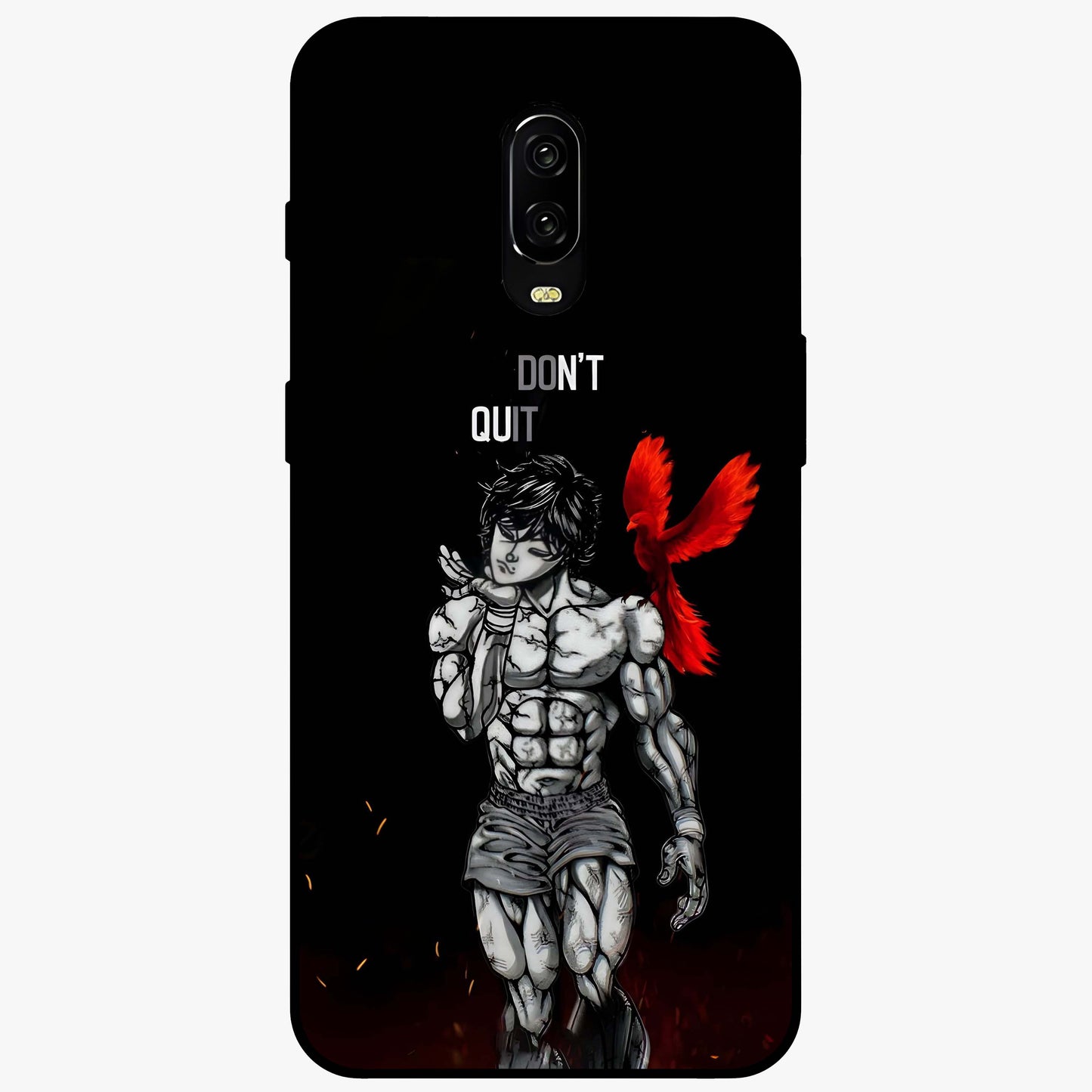 Rise Beyond Limits Glass Case showing flat back view with motivational typography artwork and glossy glass finish.
