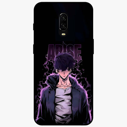 Shadow Monarch Awakening Glass Case showing flat back view with powerful dark monarch themed artwork and glossy glass finish.