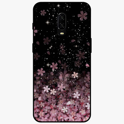 Small Starry Flowers Glass Case showing flat back view with delicate starry floral artwork and glossy glass finish.