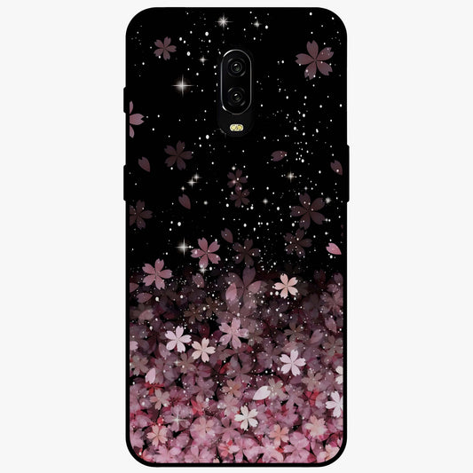 Small Starry Flowers Glass Case showing flat back view with delicate starry floral artwork and glossy glass finish.