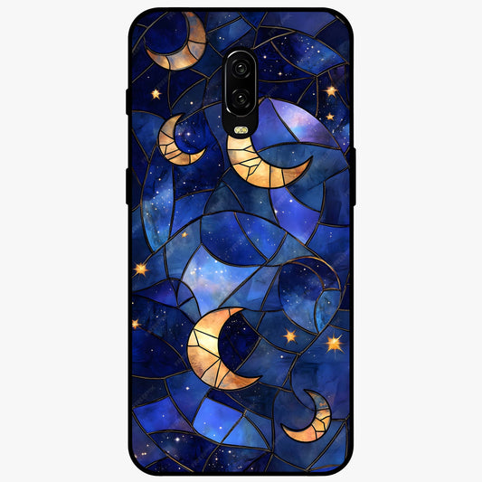 Starlit Sky Tapestry Glass Case showing flat back view with decorative starry sky tapestry artwork and glossy glass finish.