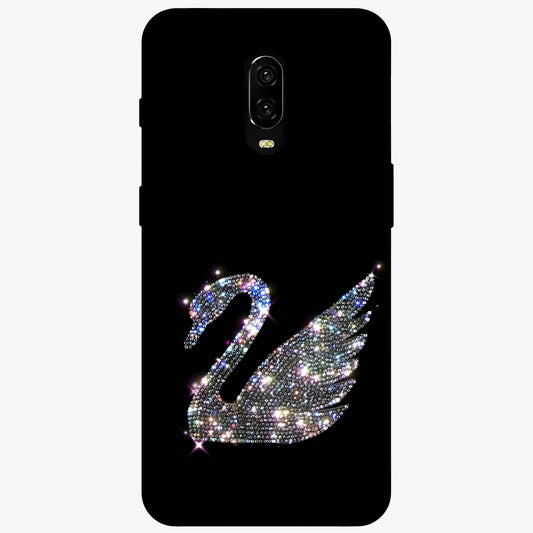 Starlit Swan Grace Glass Case showing flat back view with graceful swan artwork under starry sky and glossy glass finish.