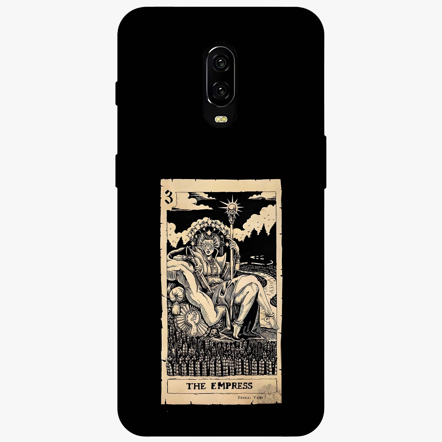 The Empress Glass Case showing flat back view with regal feminine artwork and glossy glass finish.