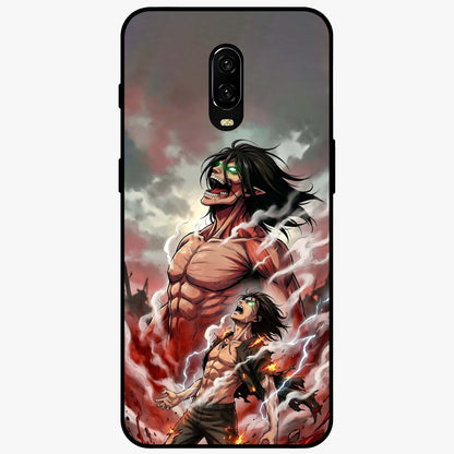 Titan Awakening Fury Glass Case showing flat back view with powerful titan inspired artwork and glossy glass finish.