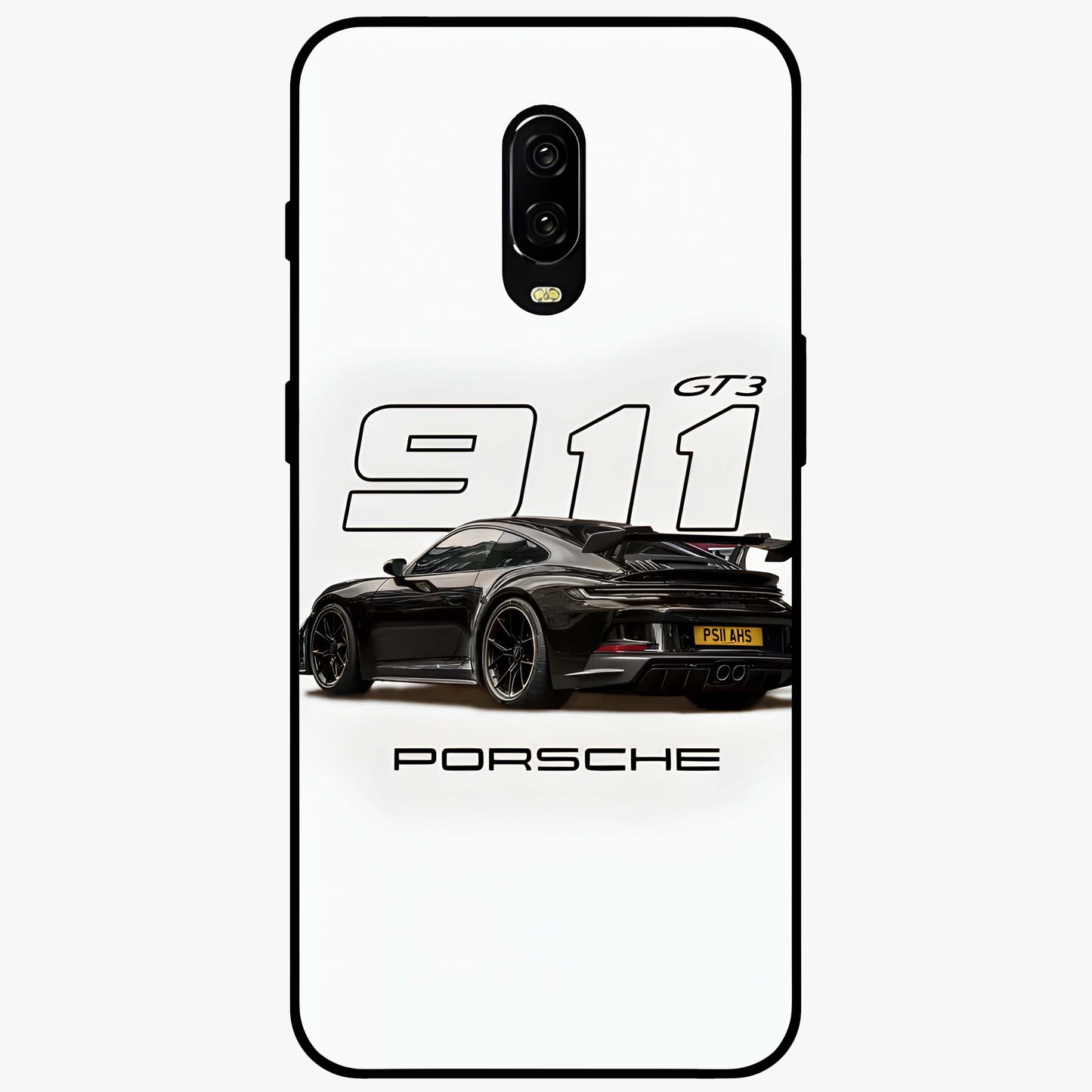 Turbo Legacy Icon Glass Case showing flat back view with iconic sports car inspired artwork and glossy glass finish.