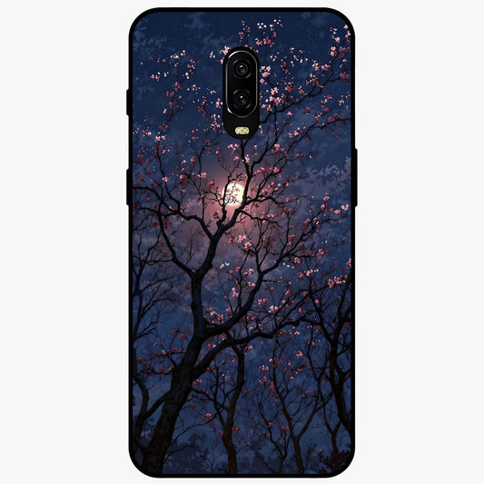 Twilight Sakura Serenade Glass Case showing flat back view with cherry blossom artwork at twilight and glossy glass finish.