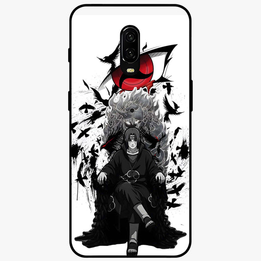 Uchiha Shadow Throne Glass Case showing flat back view with cosmic underwater themed artwork and glossy glass finish.