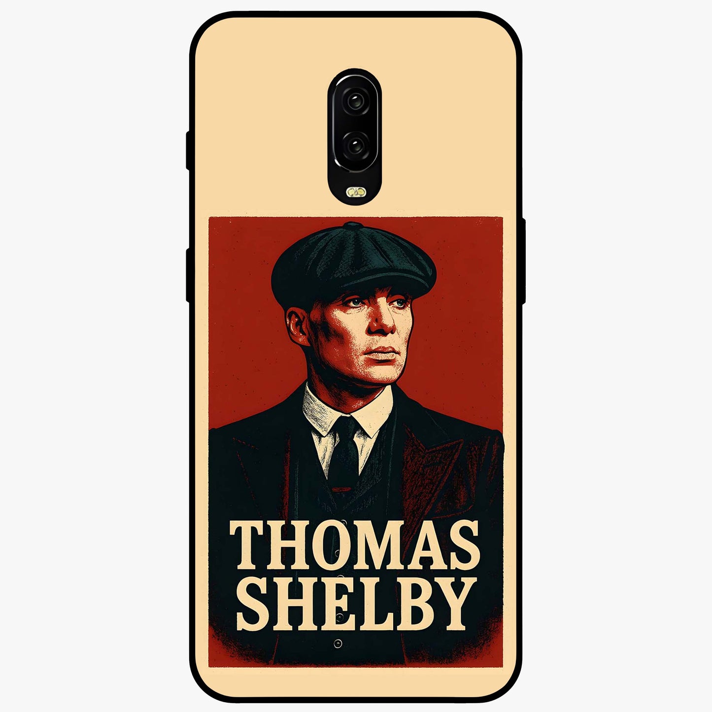 Vintage Mafia Authority Glass Case showing flat back view with bold vintage mafia inspired artwork and glossy glass finish.