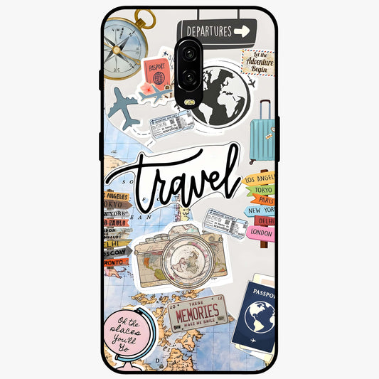 Wanderlust Journal Glass Case showing flat back view with travel inspired artwork and glossy glass finish.