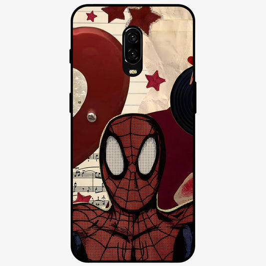 Web Warrior Vibes Glass Case showing flat back view with superhero inspired web themed artwork and glossy glass finish.