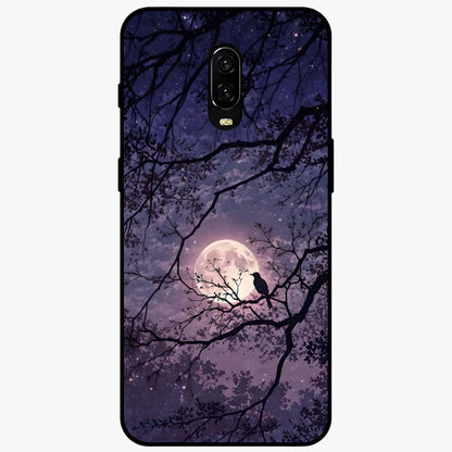 Whispering Moon Silence Glass Case showing flat back view with serene moon themed artwork and glossy glass finish.