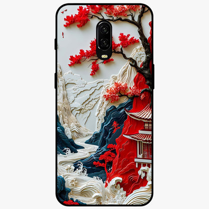 Whispers Of Sakura Waves Glass Case showing flat back view with cherry blossom wave artwork and glossy glass finish.