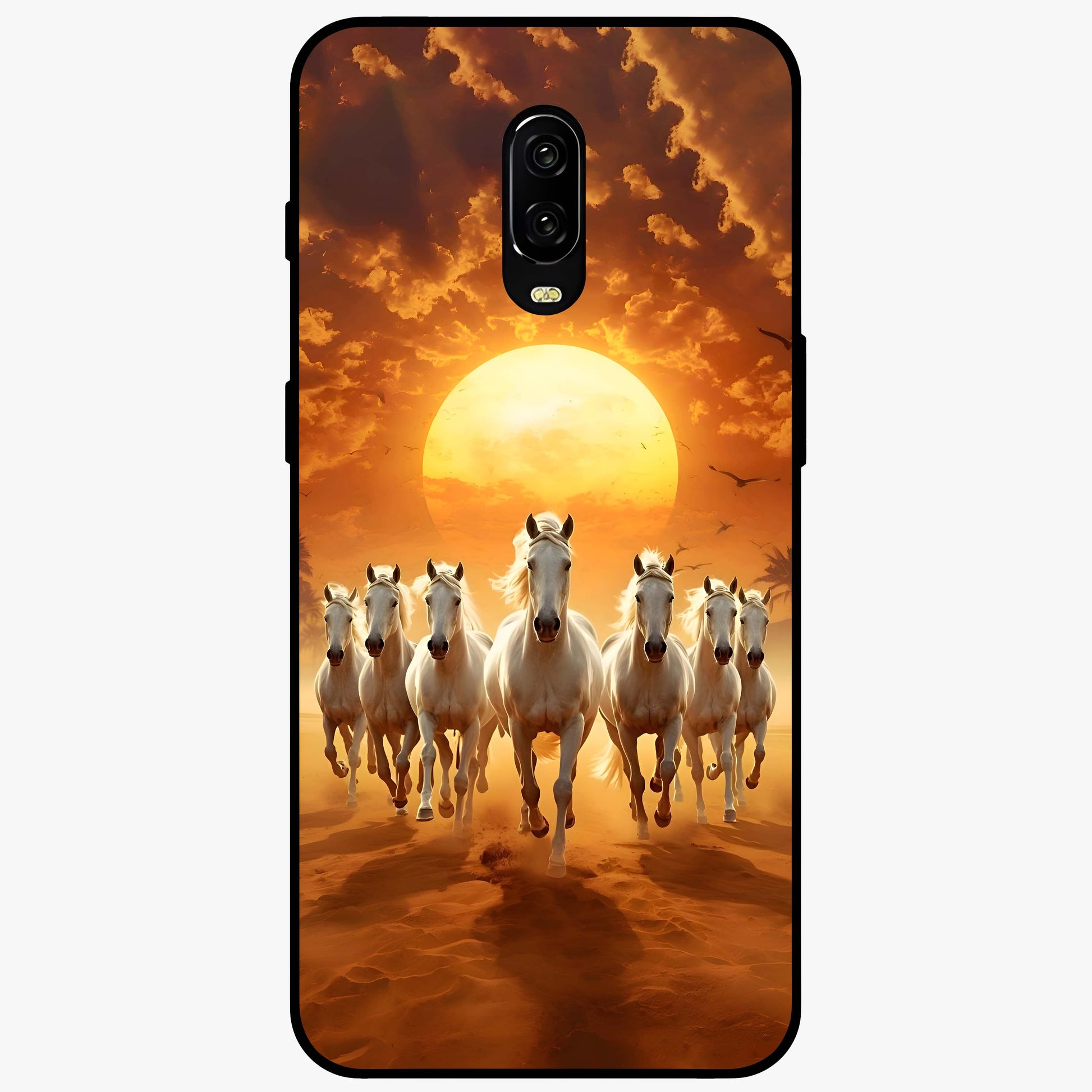 Wild Sunset Majesty Glass Case showing flat back view with majestic sunset landscape artwork and glossy glass finish.