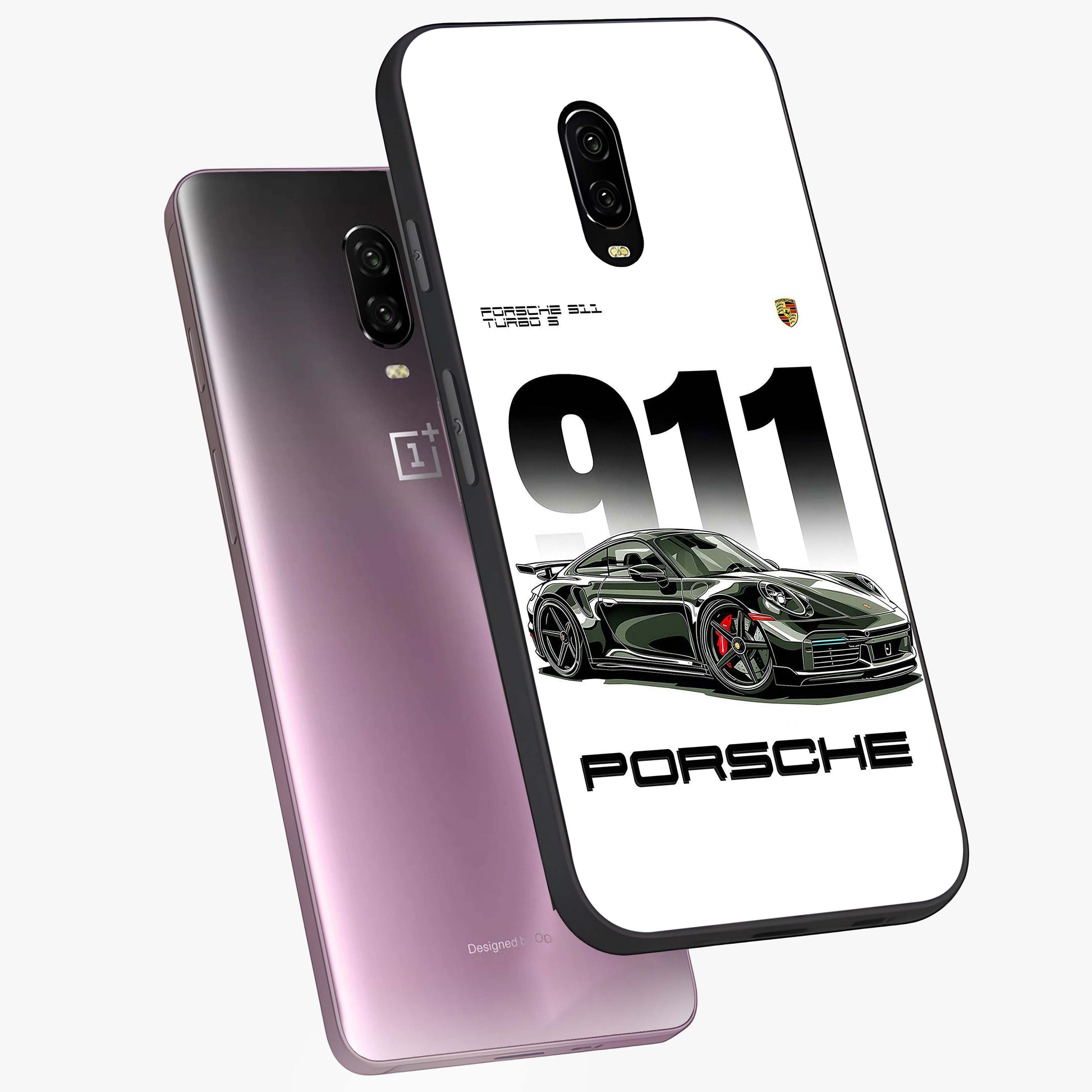 911 Turbo Dominance Glass Case displayed in premium angled mockup highlighting sporty car illustration and sleek glass surface.