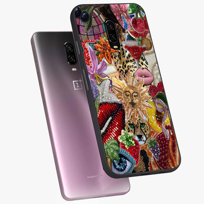 Beaded Fashion Jungle Glass Case displayed in angled mockup highlighting colorful fashion bead design and artistic pattern.