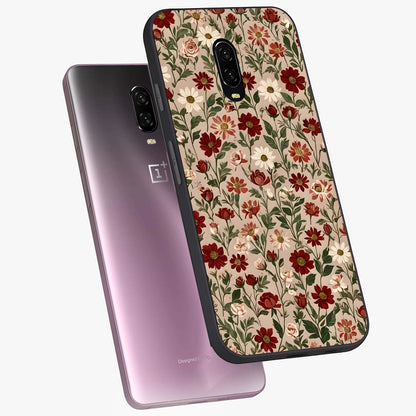 Biege Flower With Leaf Glass Case displayed in angled mockup highlighting minimal floral leaf design and elegant aesthetic.