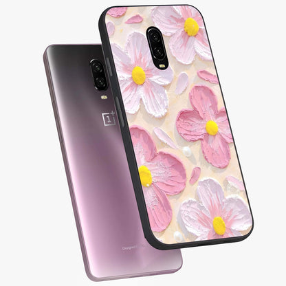Blush Bloom Texture Glass Case displayed in angled mockup highlighting subtle bloom pattern with aesthetic pastel design.