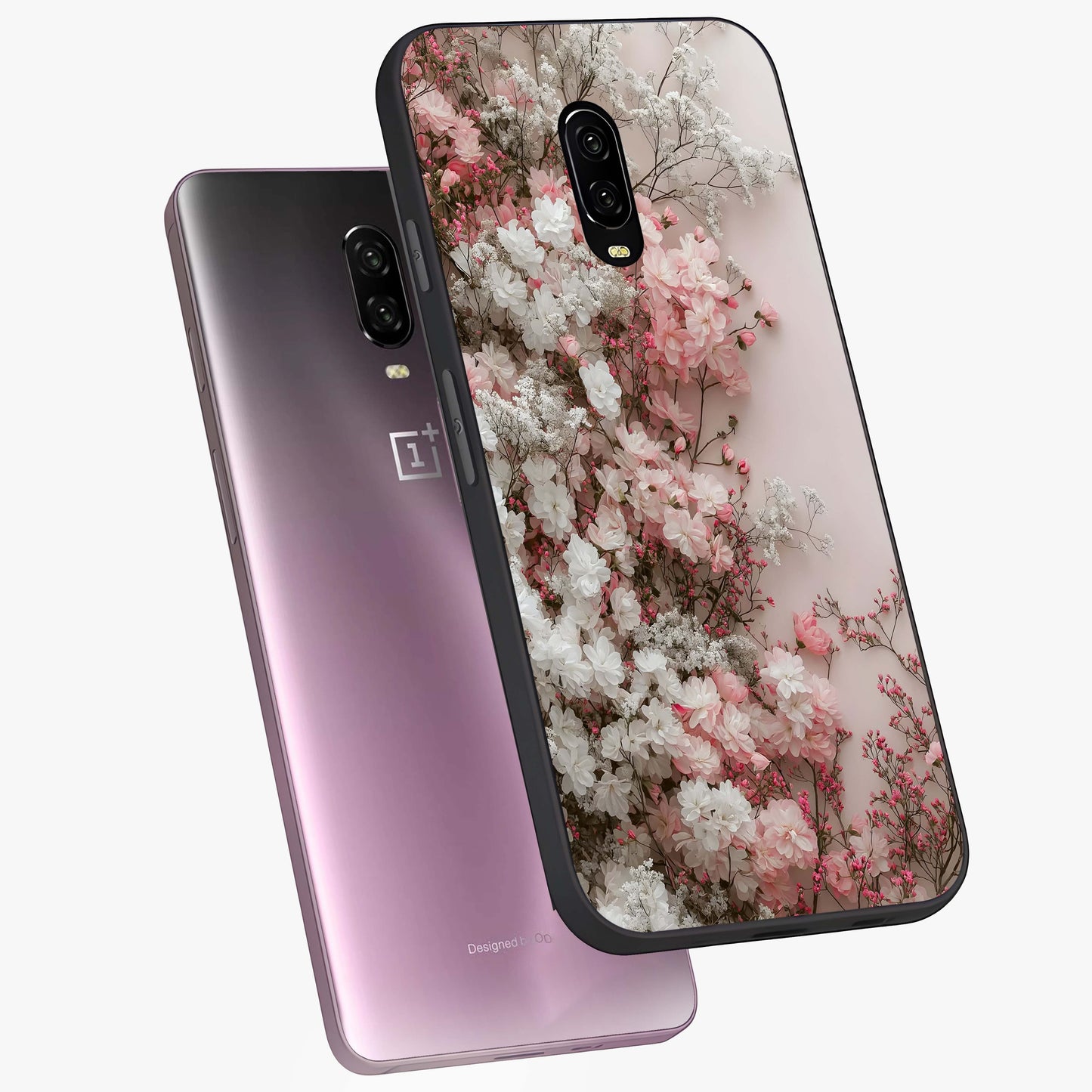 Blush Blossom Cloud Glass Case displayed in angled mockup highlighting soft cloud and blossom design with pastel aesthetic.