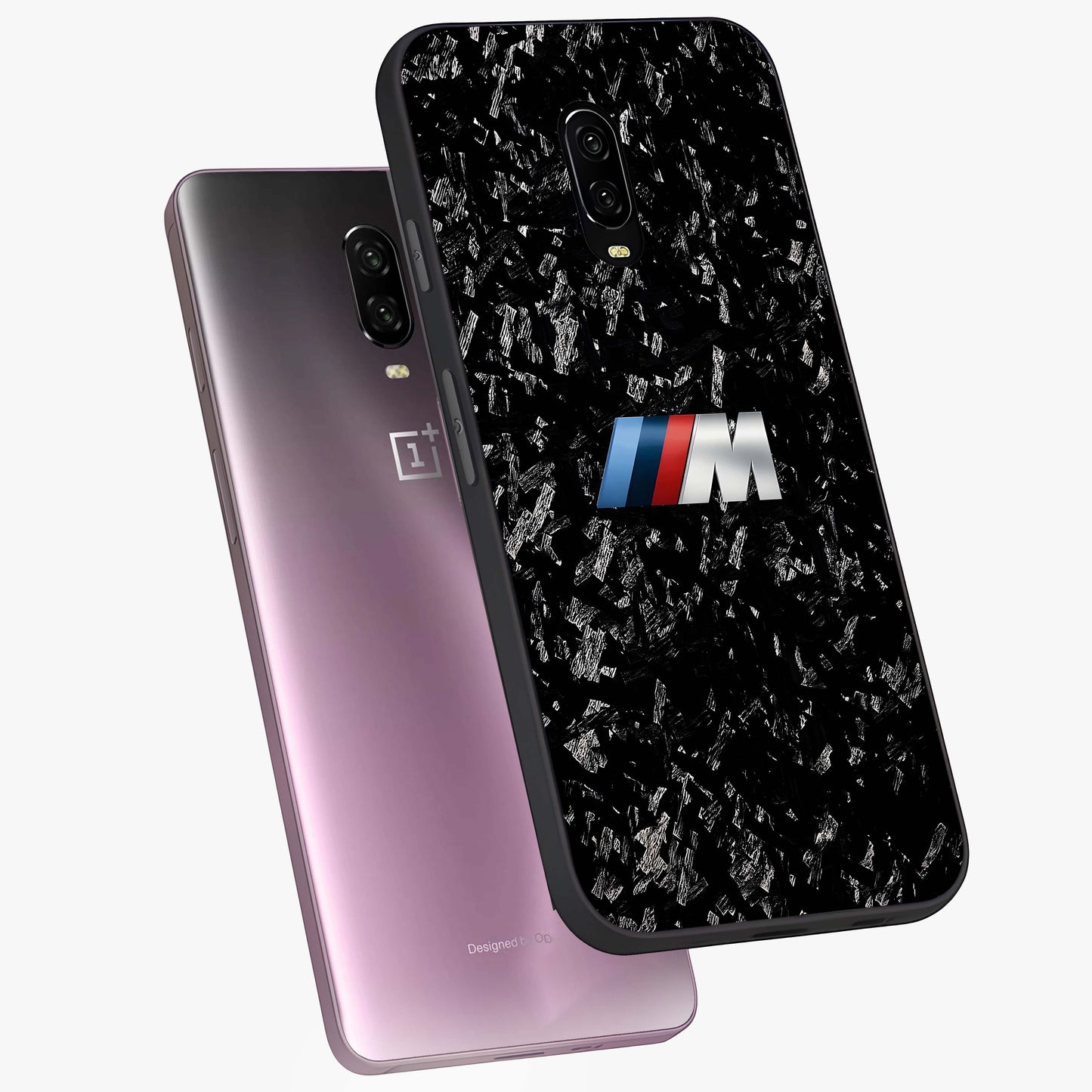 Carbon Speed Mark Glass Case displayed in angled mockup highlighting racing inspired carbon design and sleek aesthetic style.