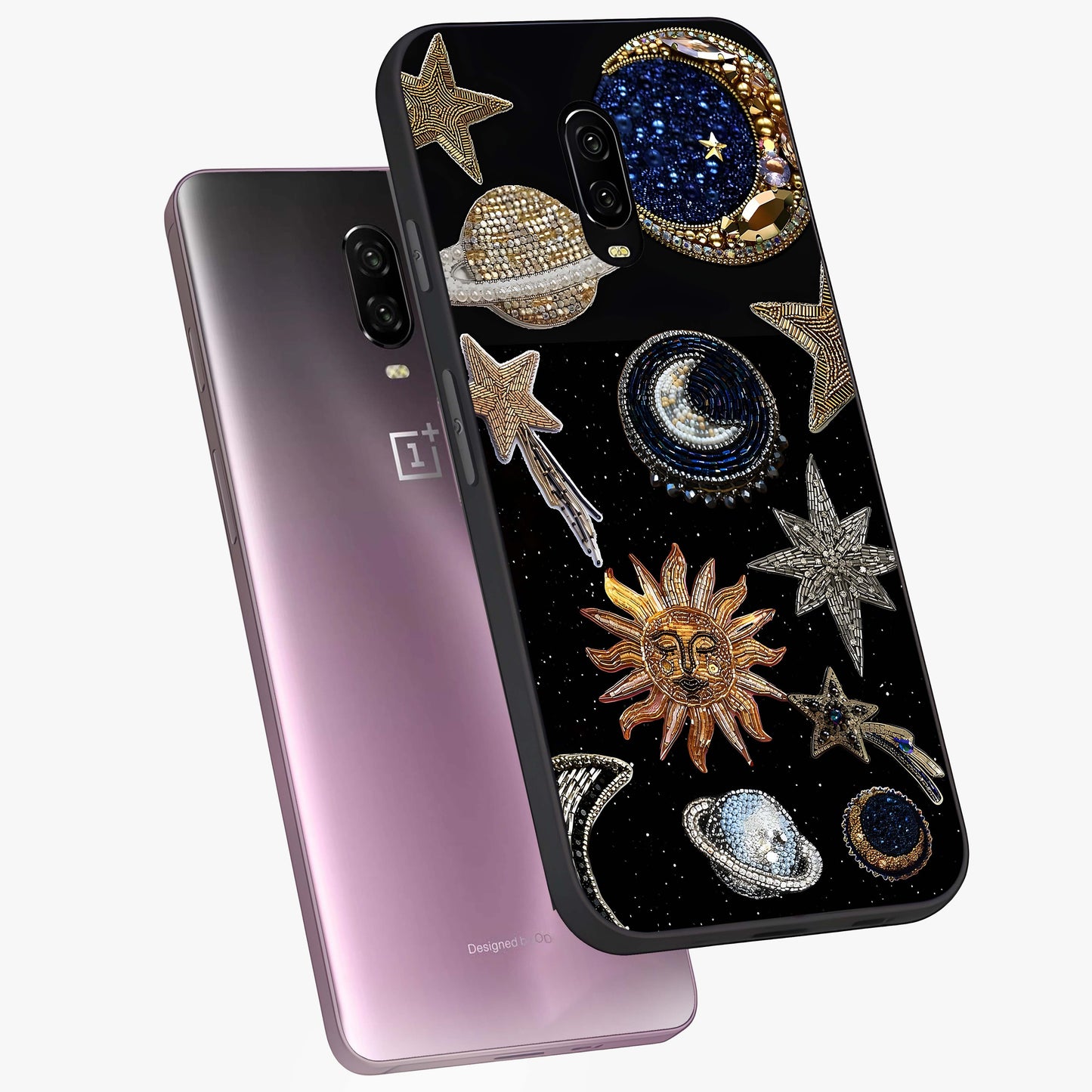 Celestial Gem Constellations Glass Case displayed in angled mockup highlighting gemstone inspired constellation design.